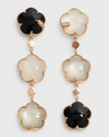 PASQUALE BRUNI BOUQUET LUNAIRE CHANDELIER EARRINGS IN 18K ROSE GOLD WITH GREY AND WHITE MOONSTONE, ONYX AND WHITE D