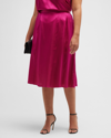 Gabriella Rossetti Bellini Silk Charmeuse Midi Skirt In Raspberry