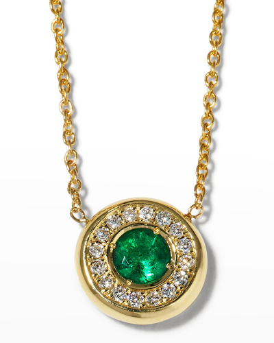 Roberto Coin Yellow Gold Emerald Pendant Necklace With Diamond Halo In Yg