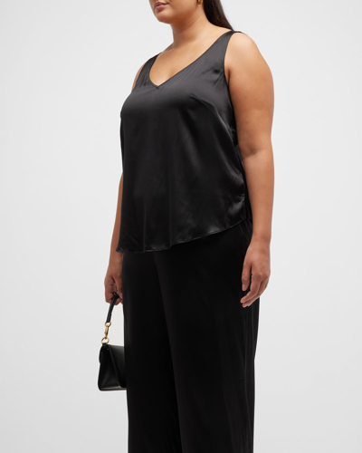 Gabriella Rossetti Plus Size Gia V-neck Silk Shell In Midnight