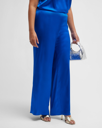 Gabriella Rossetti Sofia Wide-leg Silk Palazzo Pants In Royal Blue