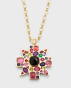 VERDURA 18K YELLOW GOLD BLACK SPINEL, RUBELLITE AND COLORED STONE BYZANTINE PENDANT-BROOCH NECKLACE