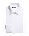 Tom Ford Men's Cotton Piqué Dress Shirt With French Cuffs In White Solid