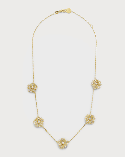 Tanya Farah 18k Yellow Gold Diamond 5-flower Station Necklace