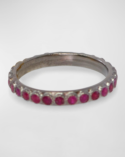 Armenta Sterling Silver And Garnet Stack Band Ring In Ow
