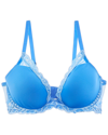 Natori Feathers Contour Plunge Lace-trim Bra 730023 In Blue