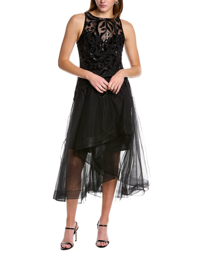 Adrianna Papell High-low Cocktail Dress In Black