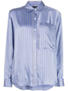 Rails Womens Spencer Stripe Silk Shirt In Moonlight Stripe In Blue