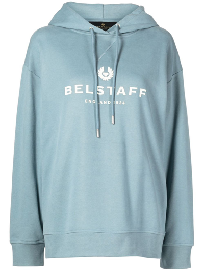 Belstaff Logo-print Pullover Hoodie In Blue