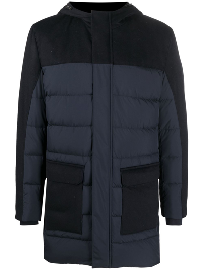 Corneliani Padded Concealed-front Coat In Blue