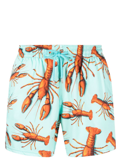 Vilebrequin Moorise Lobster Print Swim Shorts In Blue
