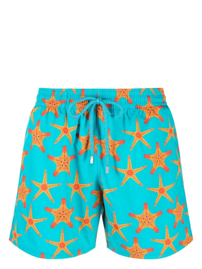 Vilebrequin Moorise Mid-length Printed Recycled Swim Shorts In Blue
