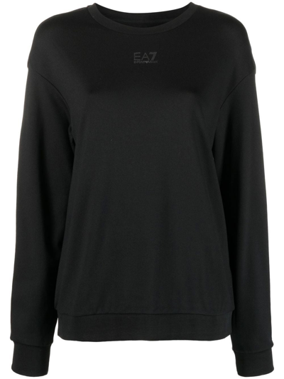 Ea7 Round-neck Knit Jumper In Black