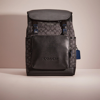 Coach Restored League Flap Backpack In Signature Jacquard In Black Copper/charcoal/black