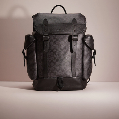 Coach Restored Hitch Backpack In Signature Canvas In Black Copper/charcoal