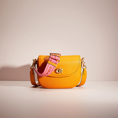 Coach Restored Willow Saddle Bag In Brass/papaya