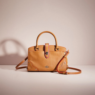Coach Restored Mercer Satchel 24 In Silver/walnut Tricolor