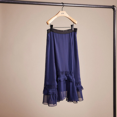 Coach Restored Long Tiered Skirt In Navy