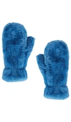 Apparis Coco Faux Fur Mittens In Turquoise