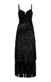 Jonathan Simkhai Tinsel-fringe Bustier Midi Dress In Black