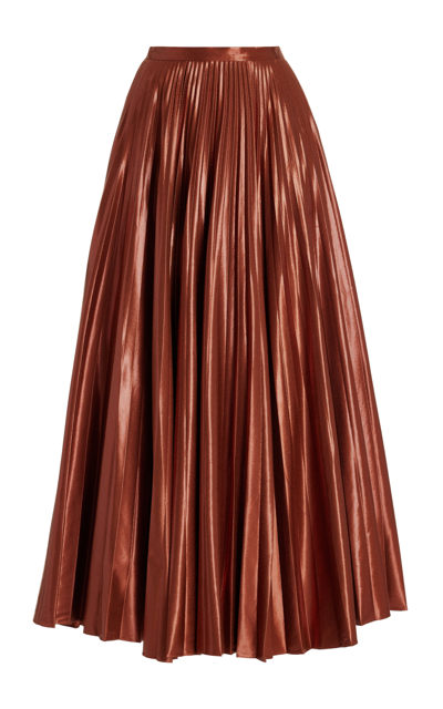 Altuzarra Sif Metallic Pleated Maxi Skirt In Bronze