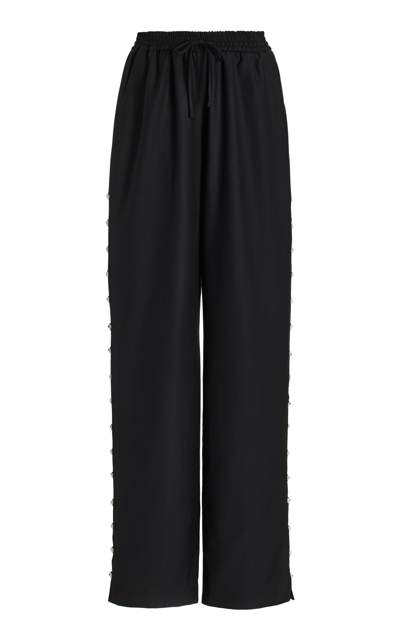 Loulou Studio Women's Buttoned Wool Wide-leg Pants In Black