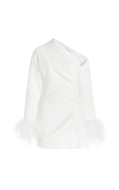 16arlington Odessa Cutout Feather-trimmed Satin Mini Dress In White