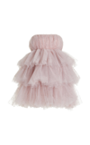Rotate Birger Christensen Rotate Carlosaaa Crystal Tullie Ruffle Dress Clothing In Pink