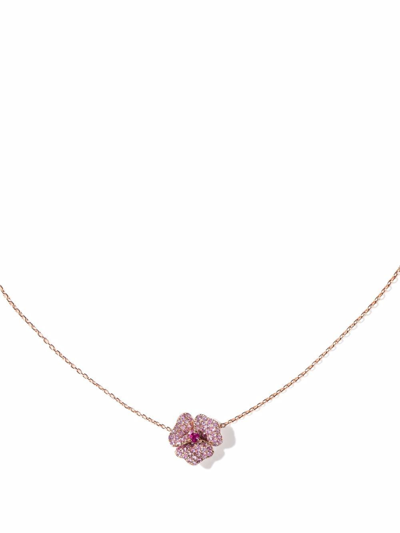 As29 Bloom 18k Rose Gold Sapphire Mini Flower Necklace In Pink