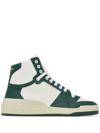 Saint Laurent Sl24 Leather High-top Trainers In Green
