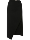 Alexander Mcqueen Asymmetric Wool And Mohair-blend Midi Skirt In Black