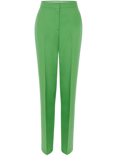 Alexander Mcqueen High-rise Straight-leg Cigarette Trousers In Green