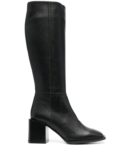 Pollini 75mm Leather Knee Boots In Black