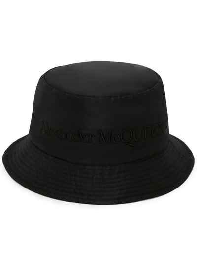 Alexander Mcqueen Logo-embroidered Bucket Hat In Black