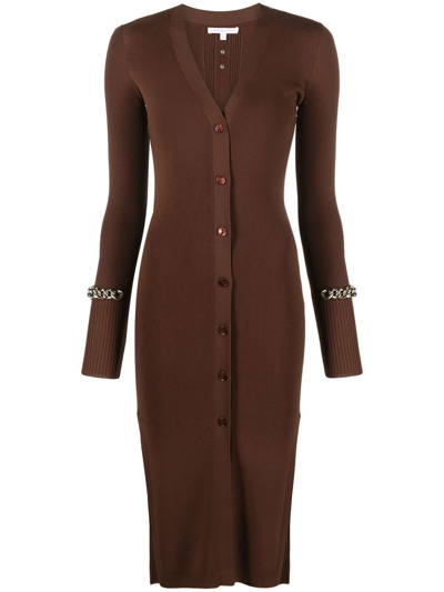 Patrizia Pepe Chain-embellished Cardi-coat In Brown