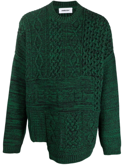 Ambush Patchwork Knitted Jumper In Green