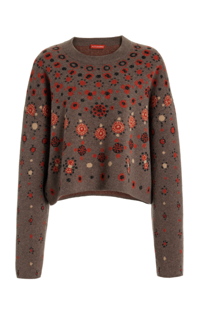 Altuzarra Makena Metallic Floral Intarsia Cashmere Sweater In Smokey Quartz