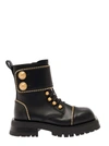 Balmain Embossed-button Detail Ankle Boots In Black