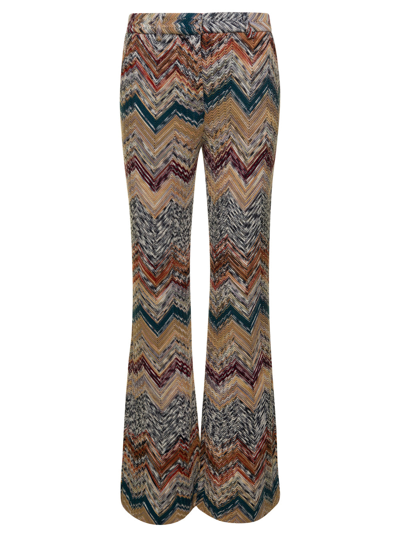 Missoni Zigzag Wool Pants In Beige