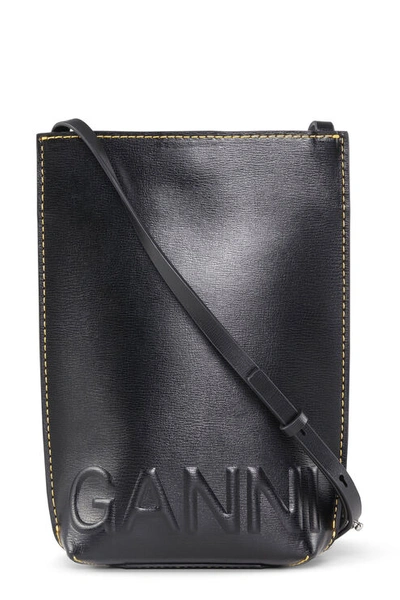Ganni Embossed-logo Crossbody Bag In Black