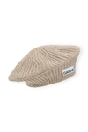 Ganni Wool Beret In Petrified Oak