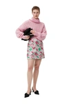Ganni Multicolor Mini A-line Skirt With 3d Jacquard Floreal Motif In Recycled Polyester
