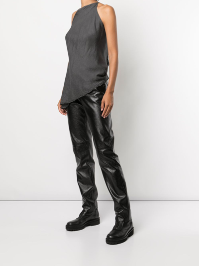Marc Le Bihan Asymmetric Silk Top In Black