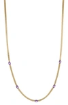 Bony Levy Gemstone Herringbone Chain Necklace In 18k Yellow Gold - Amethyst