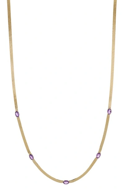Bony Levy Gemstone Herringbone Chain Necklace In 18k Yellow Gold - Amethyst