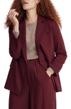 Madewell Caldwell Drapeweave Double Breasted Blazer In Cabernet