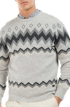 Barbour Regis Fair Isle Wool Sweater In Light Grey Marl