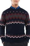 Barbour Regis Fair Isle Wool Sweater In Navy
