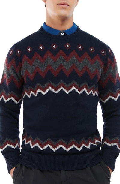 Barbour Regis Fair Isle Wool Sweater In Blau