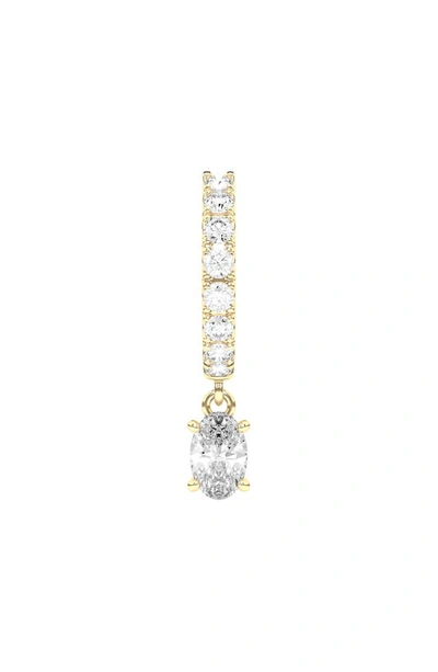 Hautecarat Lab Created Diamond Drop Huggie Hoop Earrings In 18k Yellow Gold